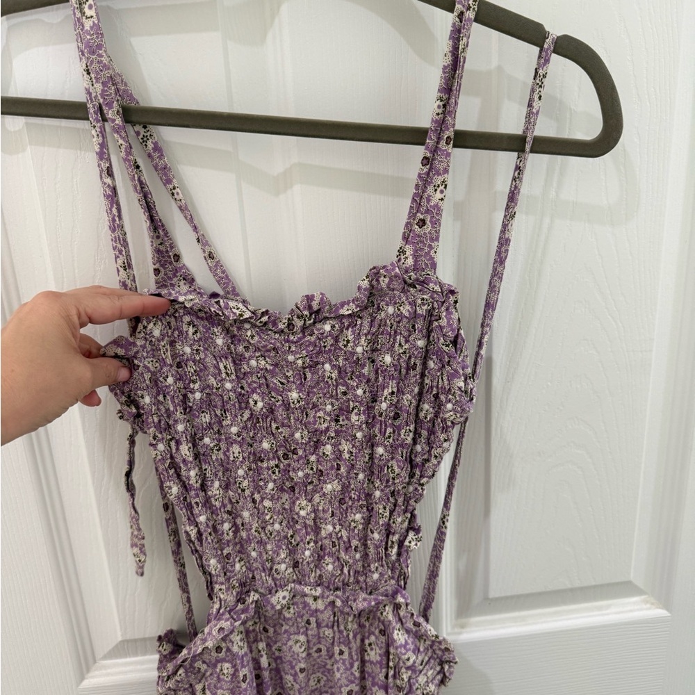 Sea New York Ida Apron Midi Dress Lavender Floral Cutout Size S - Picture 8 of 8